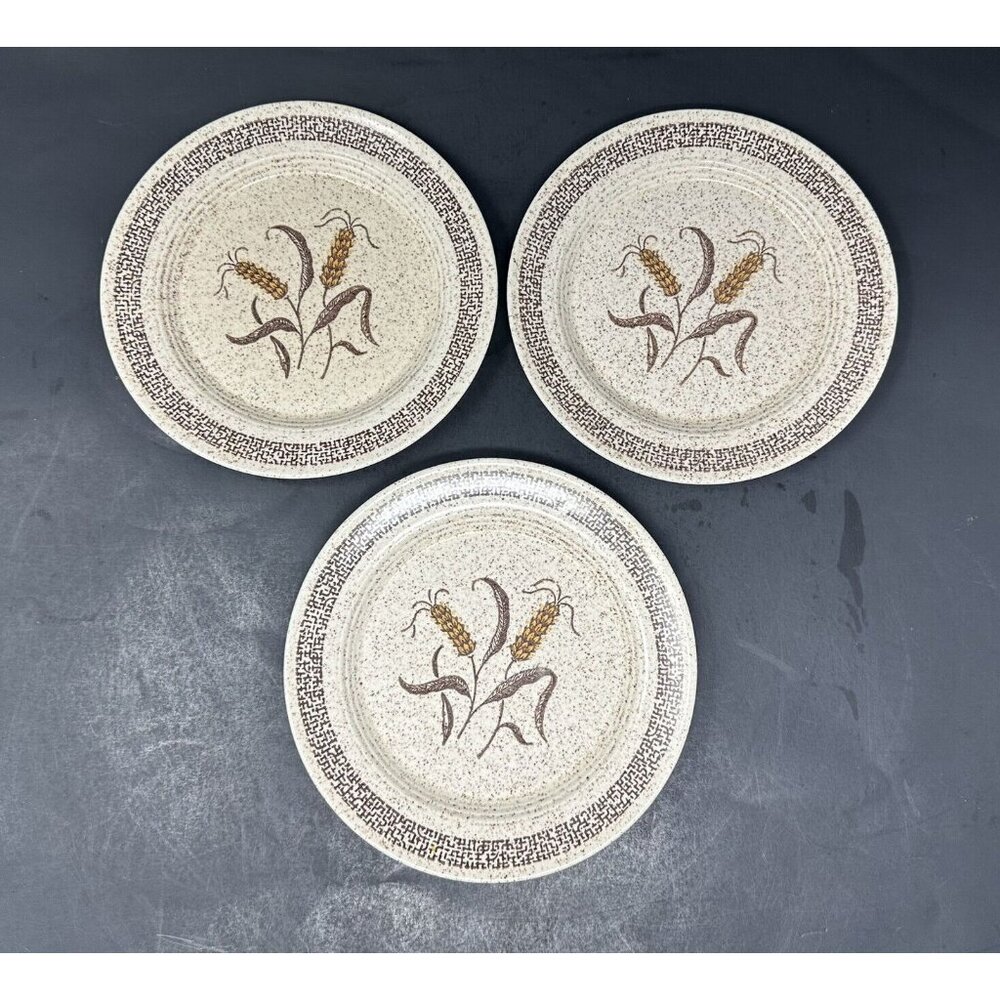 6 HOMER LAUGHLIN COUNTRY WHEAT 7" Plates Table Fair Homestead Harlequin Speckled - Picture 7 of 13